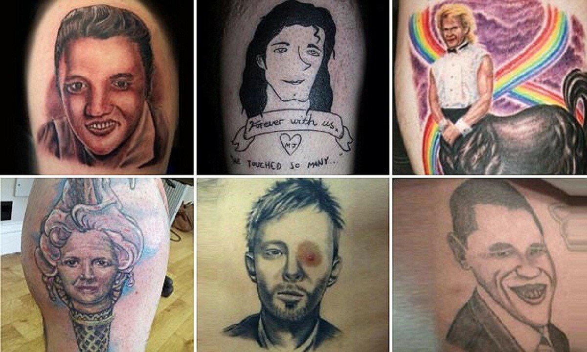 Эти татуировки с лицами звезд настолько кошмарны, что их герои закричали бы от ужаса!