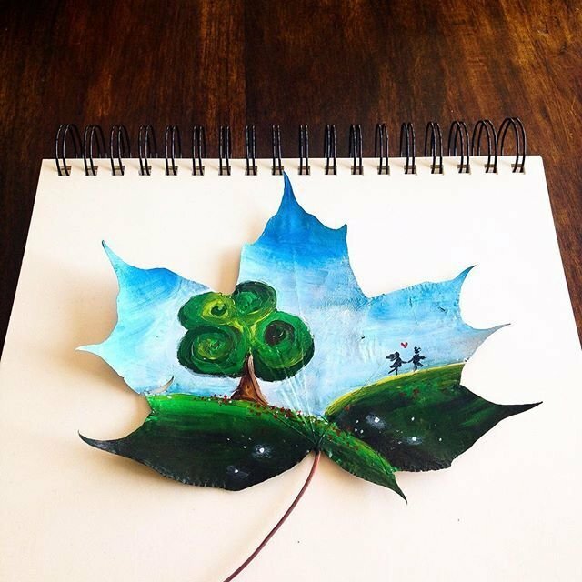 Рисунки на листьях