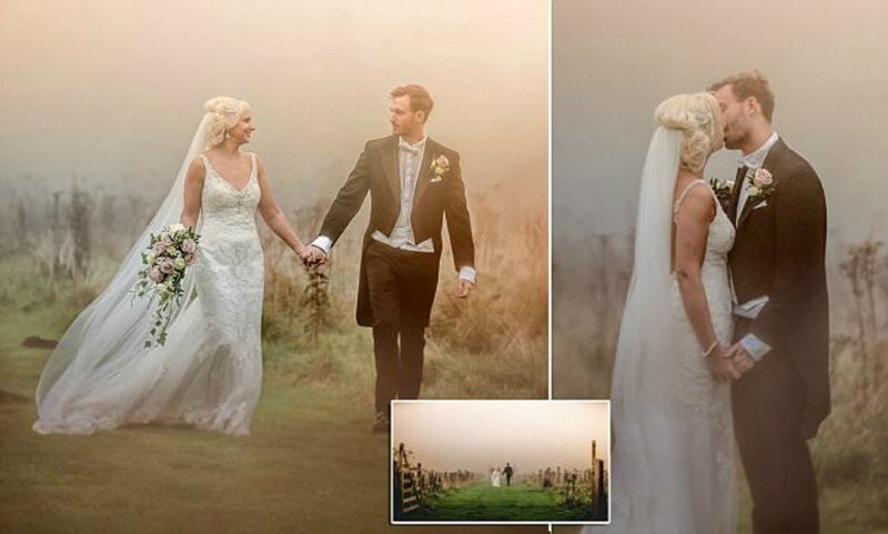 Ураган "Офелия": зрелищные свадебные фото под багровым небом Великобритании