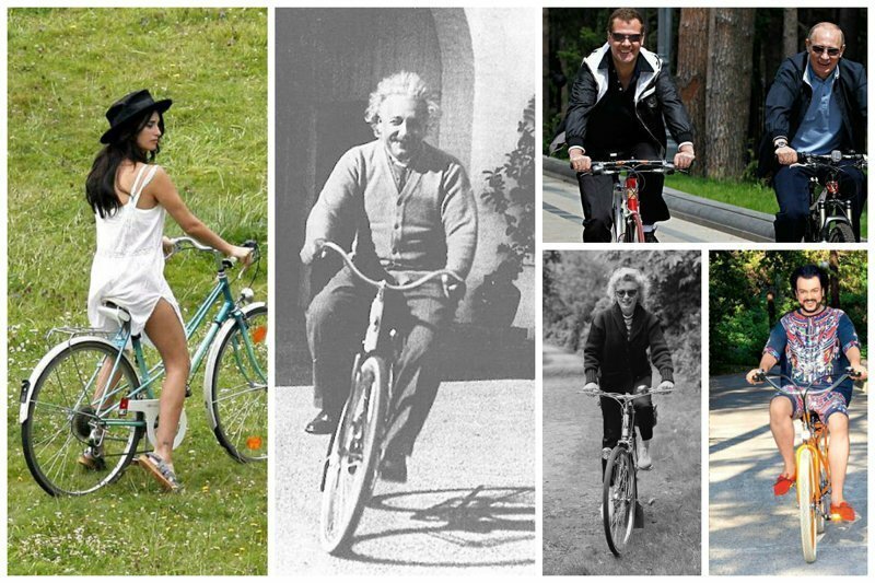Исторические и  "звездные" личности на велосипеде