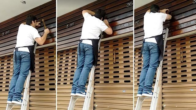 Чтобы спасти котенка, бразилец бросился ломать фасад чужого магазина