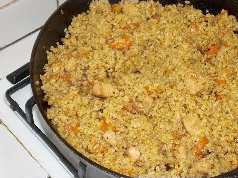 Булгур в казане. С курочкой и овощами, на манер плова