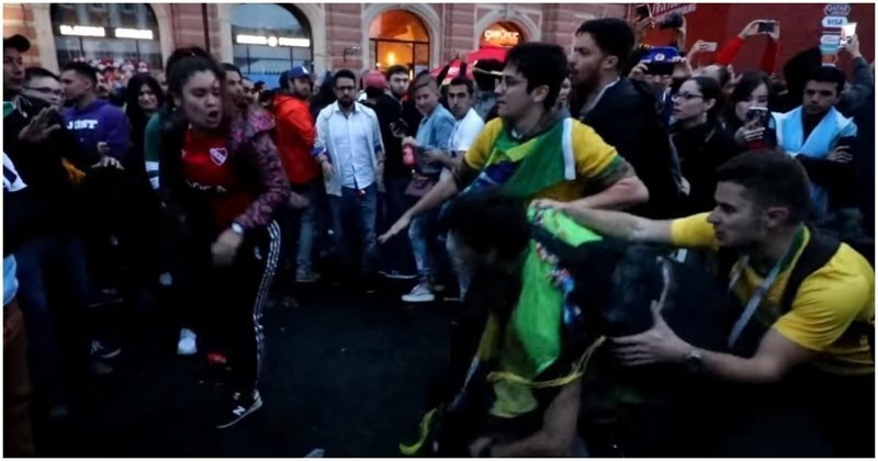 Болельщица Аргентины побила бразильца-провокатора на площадке фан-феста в Санкт-Петербурге