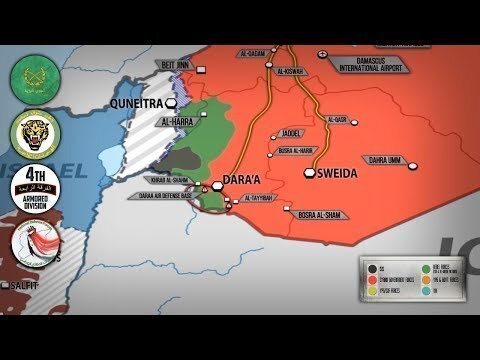 9 июля 2018. Военная обстановка в Сирии. Сирийские войска блокировали боевиков в городе Даръаа