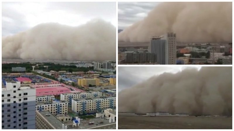 Видео: в Китае песчаная буря накрыла город за считанные секунды