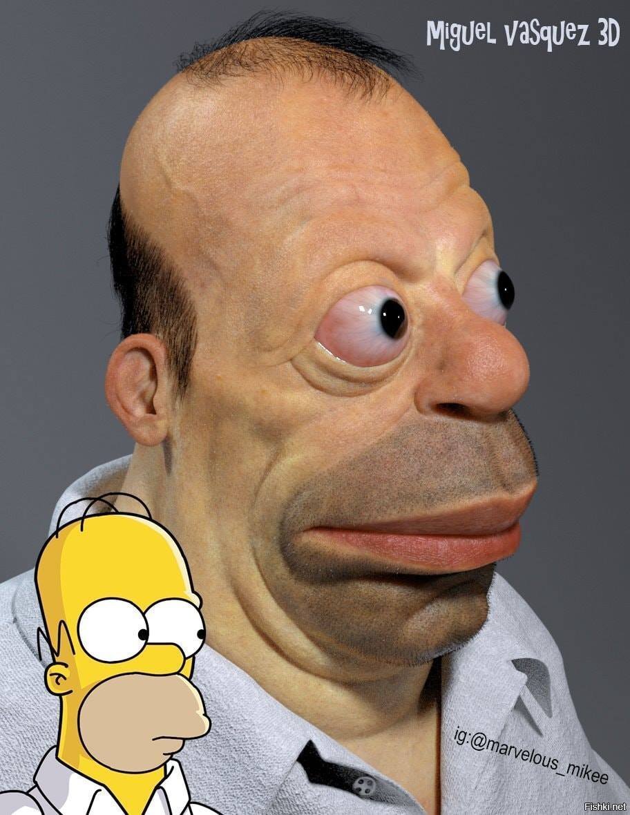 Как мог выглядеть Гомер Симпсон, если-бы он был реальным человеком: