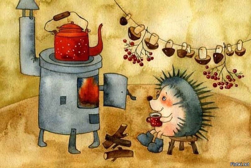 Ёж устраивался в норке