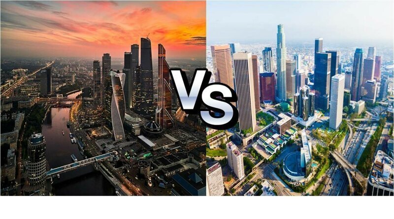 Сравнение небоскрёбов Москвы (Россия) и Лос-Анджелеса (США)