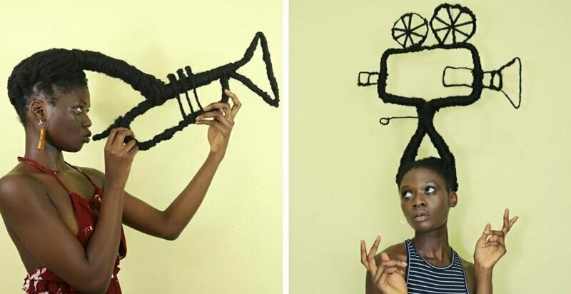 25 забавных скульптур от африканской художницы, которые она сделала из собственных волос