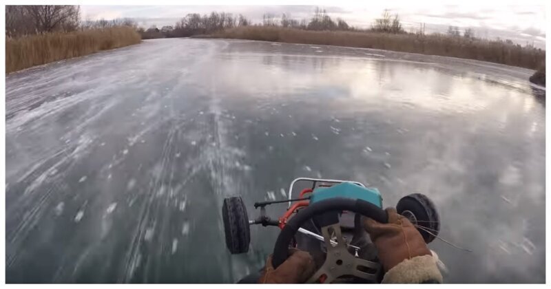 Скоростная езда на карте по замерзшему водоему
