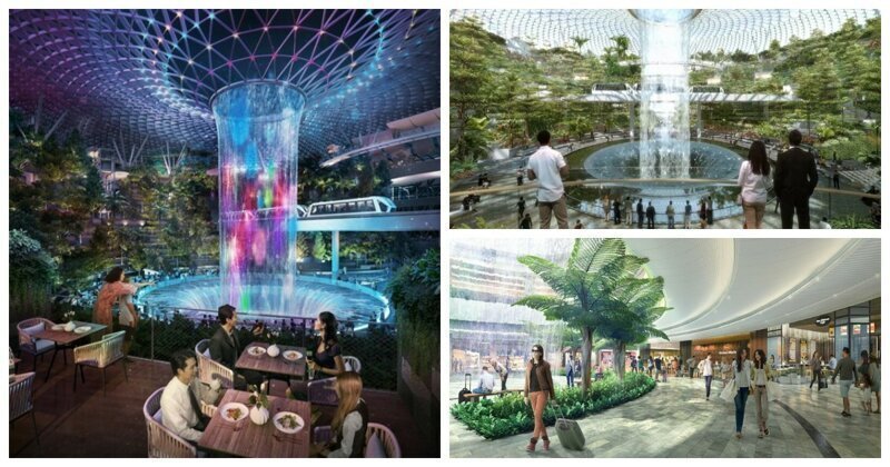 Тропический лес и 40-метровый водопад: открытие нового комплекса аэропорта Чанги