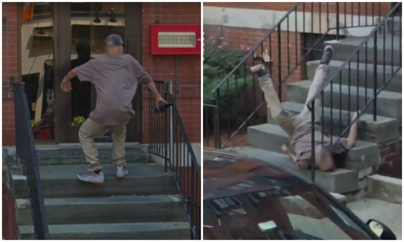 И смех, и грех: на Google карты попал парень, эпично упавший с лестницы