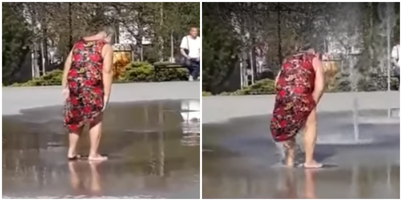 В Новороссийске пожилая дама решила помыться в фонтане
