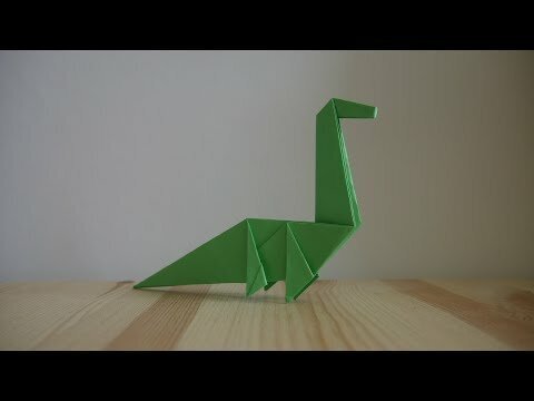 Оригами. Как сделать динозавра из бумаги (видео урок)