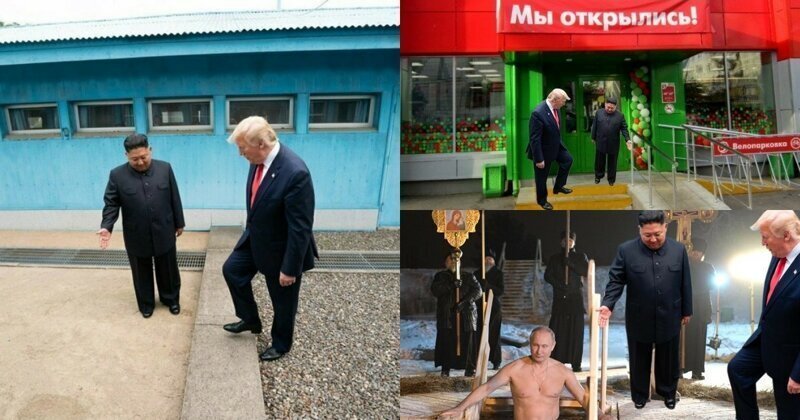 Трамп встретился с Ким Чен Ыном и стал героем фотожаб