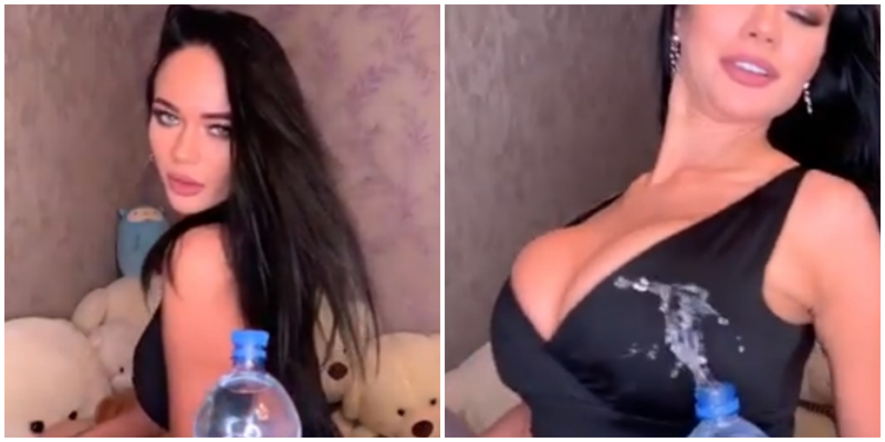 Российская актриса поучаствовала в челлендже, открыв бутылку своим выдающимся бюстом
