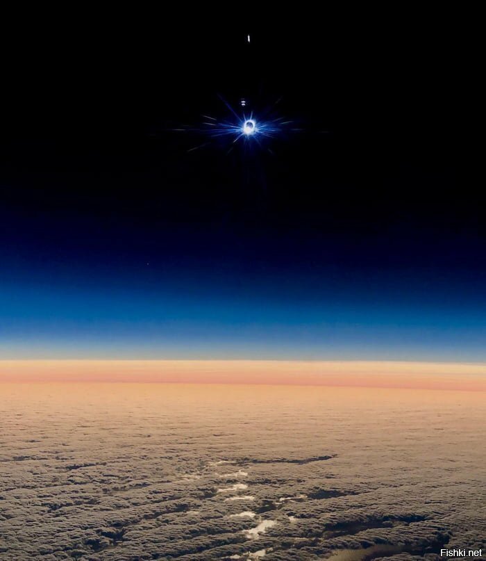 Солнечное затмение над облаками Аргентина 2019 г