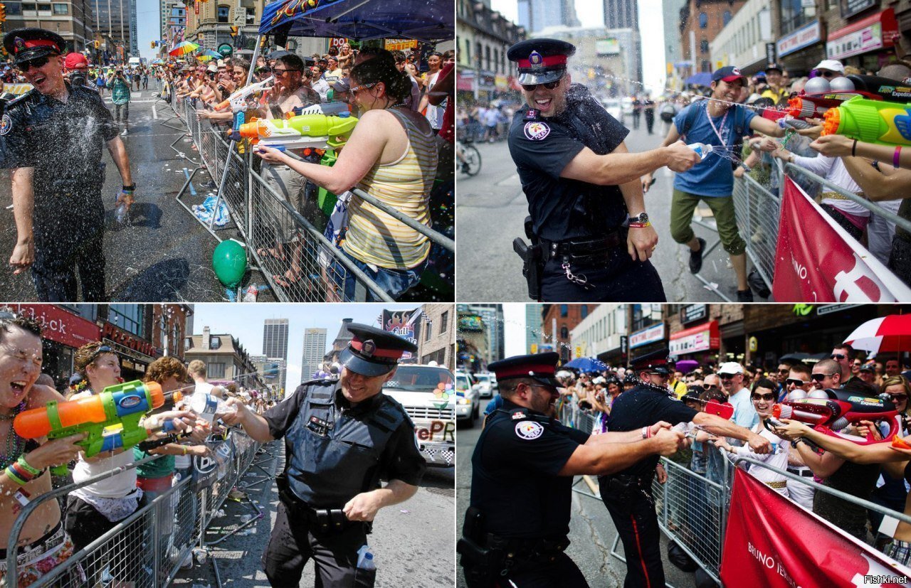 Зверства канадской полиции в ответ на агрессию беснующейся толпы