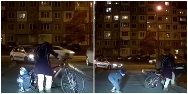 В Казани мать привязала ребёнка верёвкой к велосипеду, чтобы он не отставал