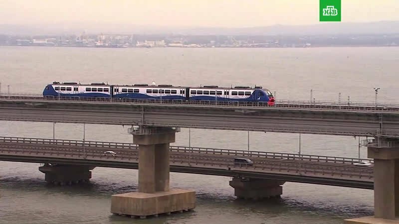 Крымский мост. Открытие движения по железнодорожной части