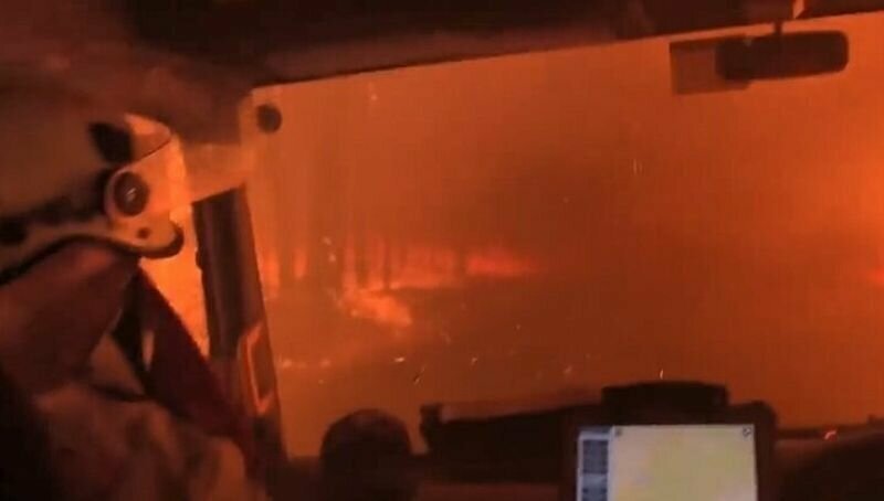 Сквозь огненный ад: австралийские пожарные сняли на видео свою поездку через горящий лес