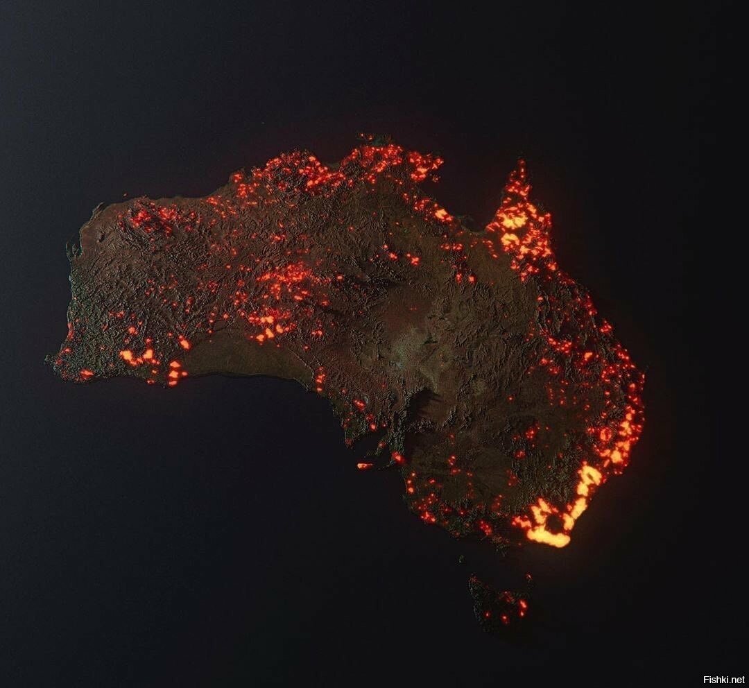 NASA показала Австралию из космоса - горит весь континент