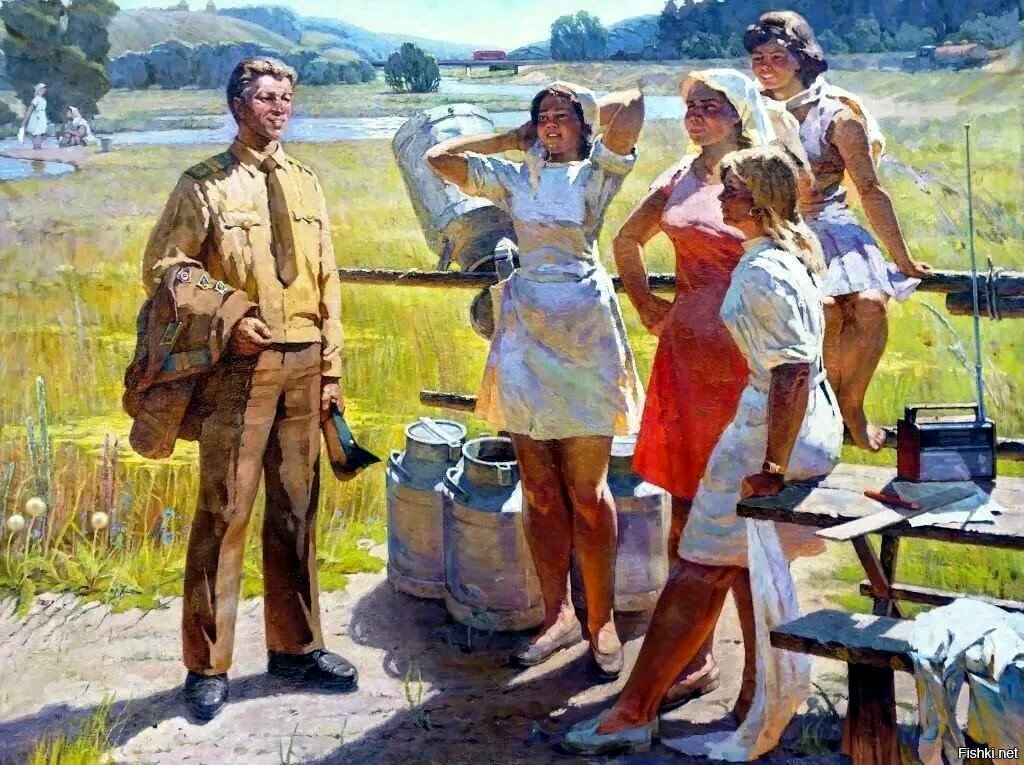 Картина художника Ивана Александровича Бабенко «В родную бригаду» 1970 г