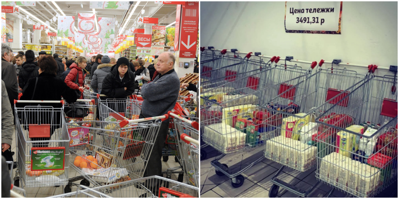 «Тележка апокалипсиса»: российские супермаркеты пытаются бороться с паникёрами