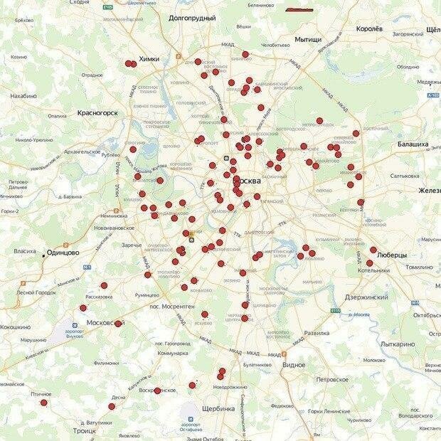 В сети появилась «карта адресов» коронавируса в Москве