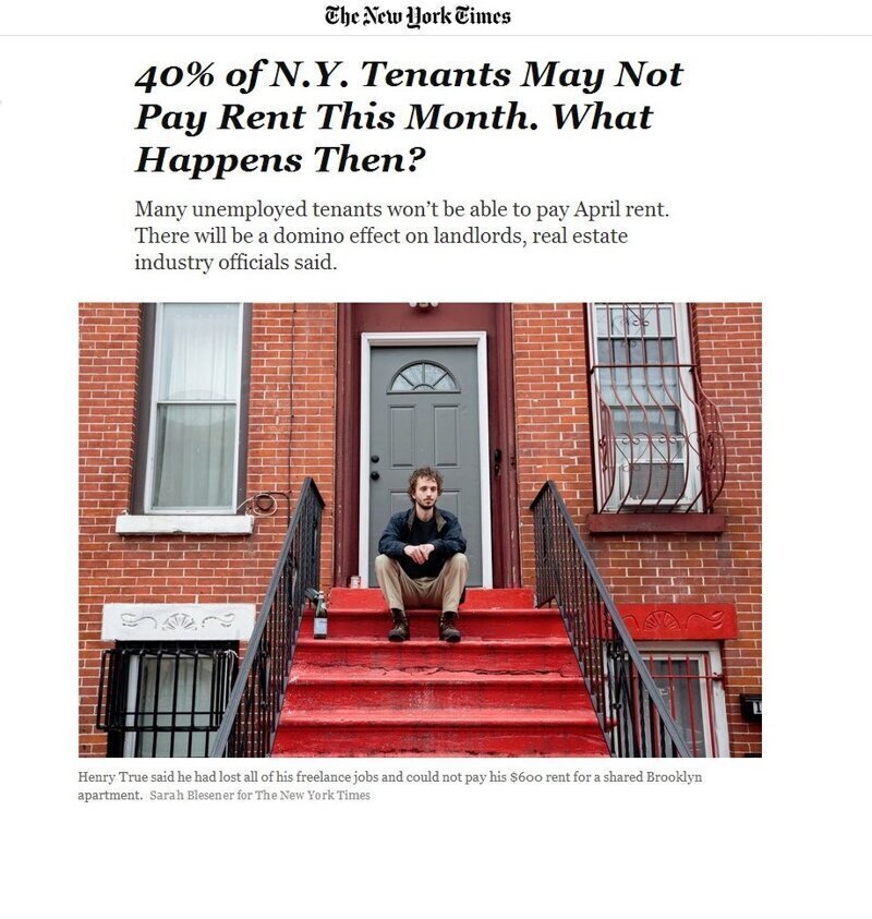 Нью-Йорк: 40% не смогут оплатить аренду хаты уже в ЭТОМ месяце