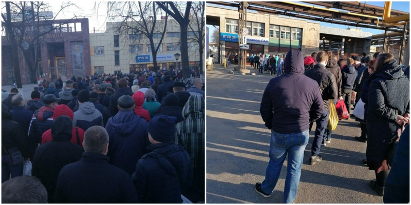 Рабочие заводов России стояли в очереди, чтобы измерить температуру