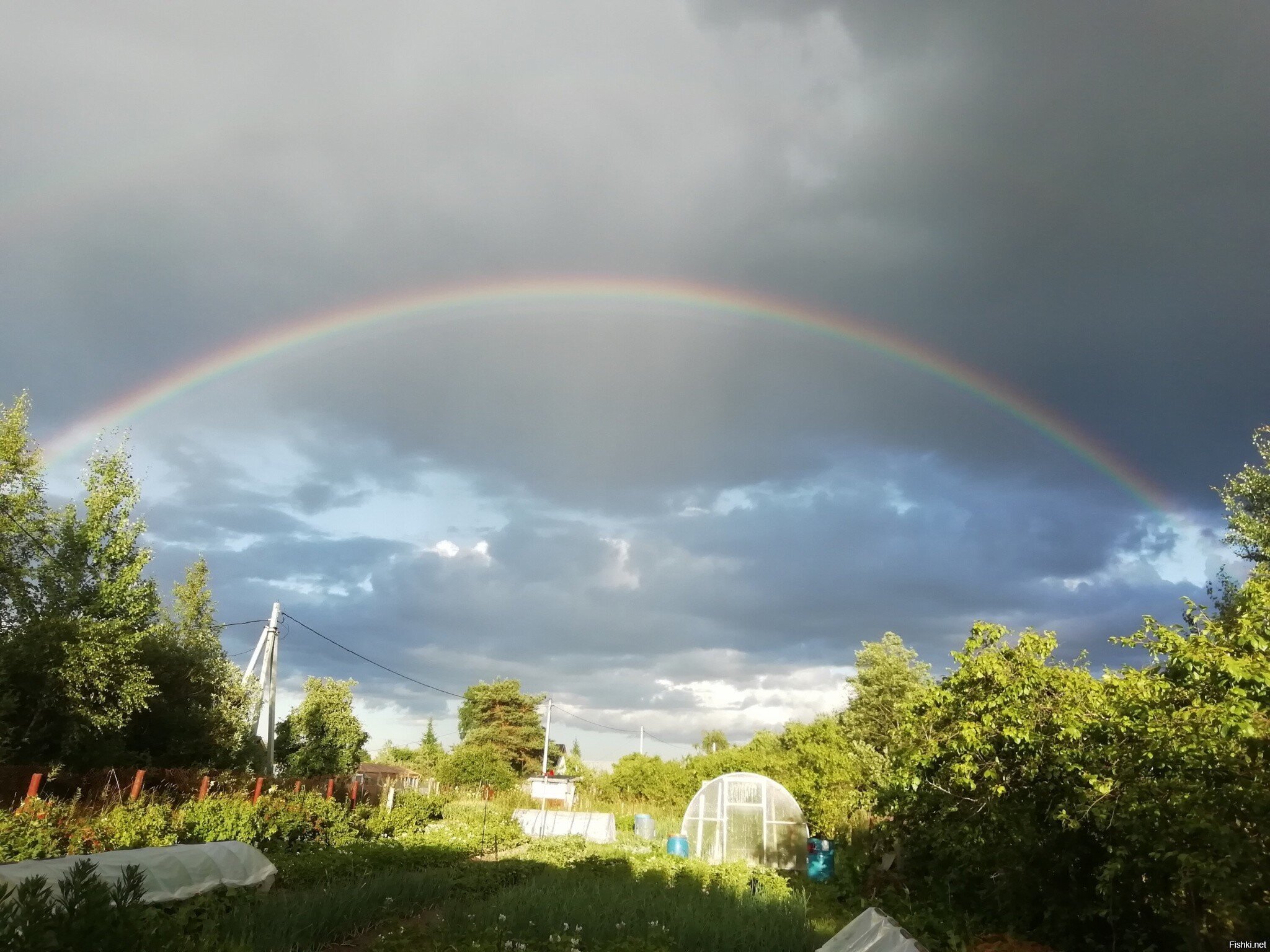 Красивая, яркая двойная радуга