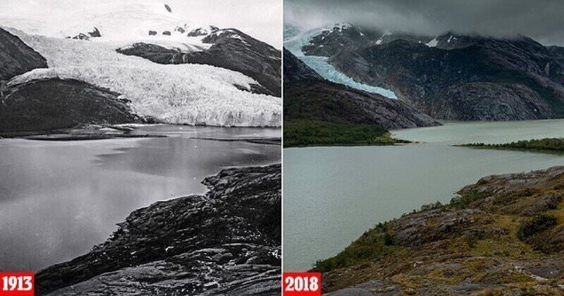 Фотосравнение: что произошло с ледниками Патагонии за последние 100 лет