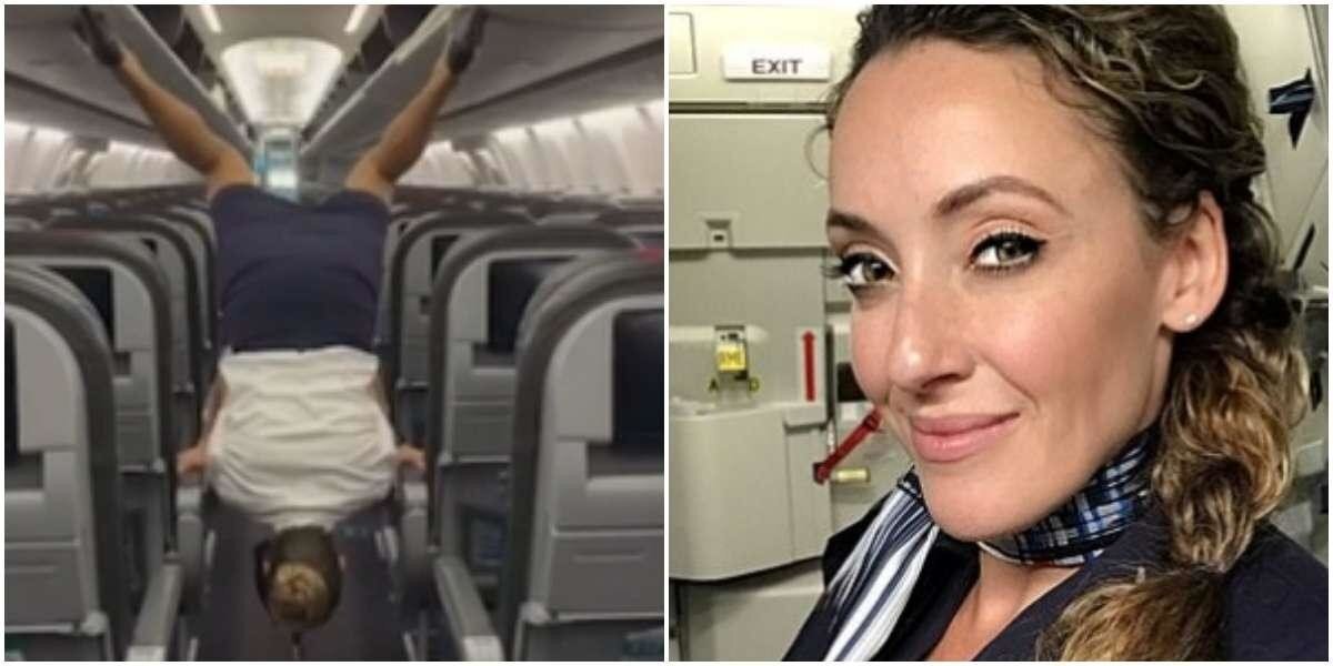 Стюардесса показала необычный способ закрытия багажных полок