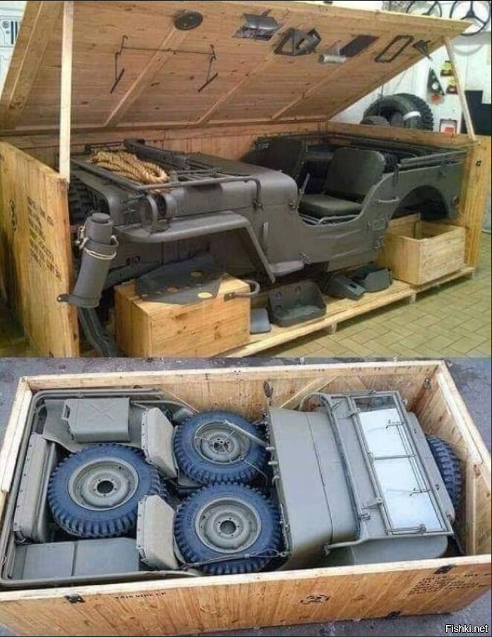 так упаковывался джип Willys MB, посылаемый в СССР по программе Ленд-лиз