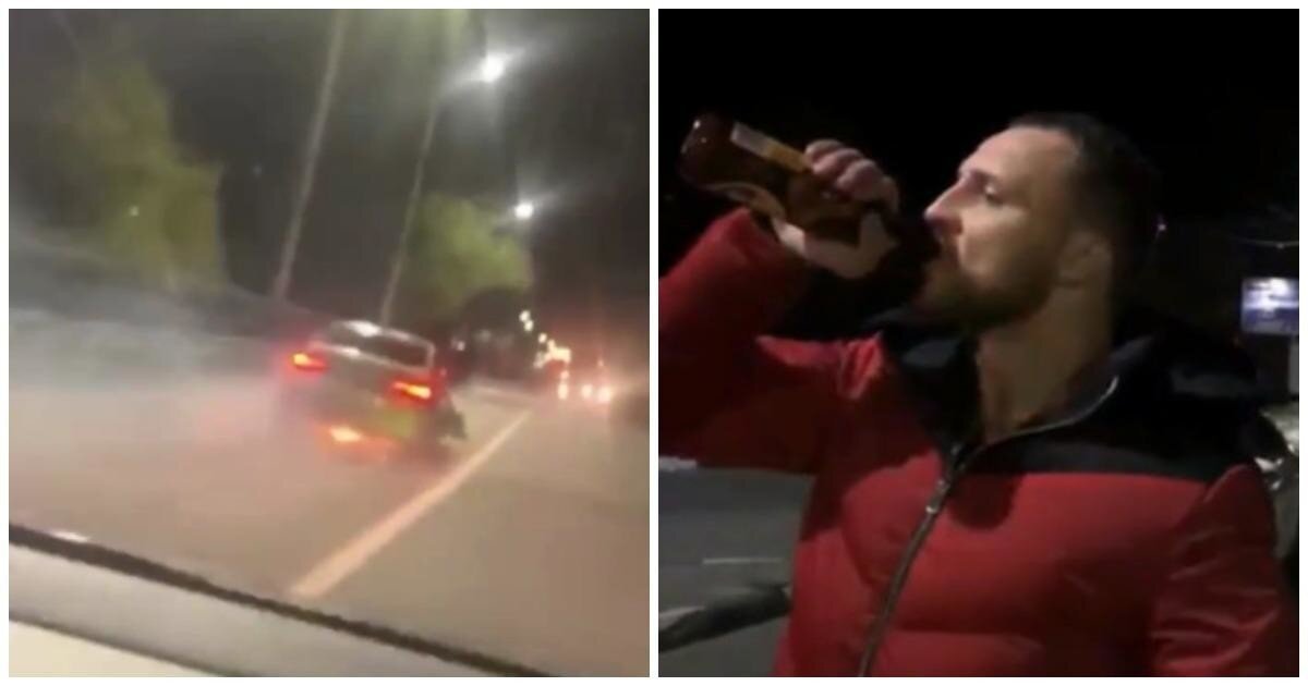 Пьяный лихач на BMW без колеса устроил гонки с полицией, а после спокойно продолжил пить пиво