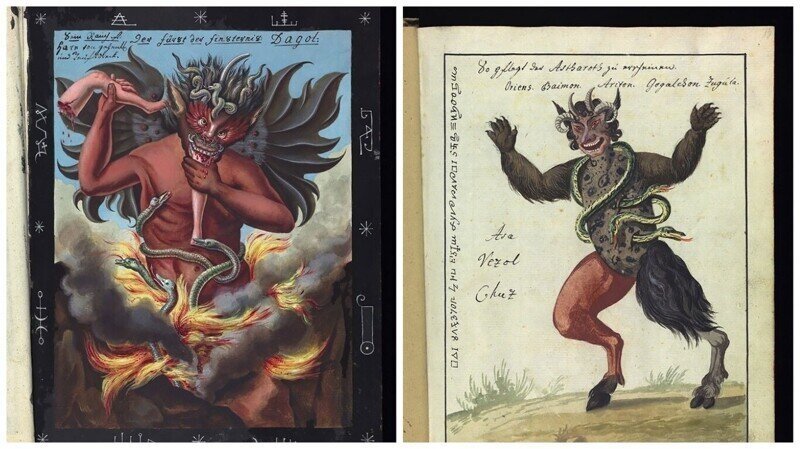 "Справочник по ужасам": изображения ада, сатаны, демонов и каббалистических знаков (1775 г.)