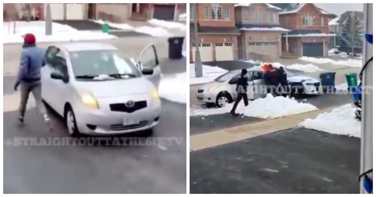 Неудачливый негр при попытке кражи застрял в снегу и был задержан полицией