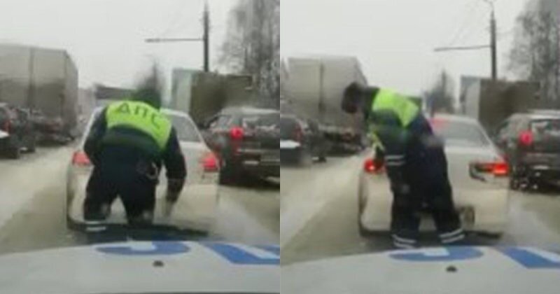  Полицейский здорового человека: неравнодушный сотрудник ДПС очистил от снега чужой автомобиль