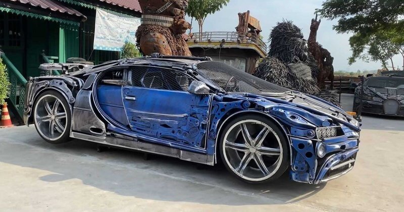 Тайские умельцы создали из металлолома копию Bugatti Chiron и еще много крутых поделок