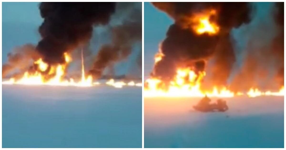 Под Нижневартовском из-за прорыва нефтепровода загорелась река
