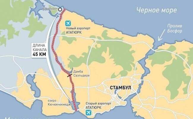 Турция начинает строительство нового пролива в Черное море