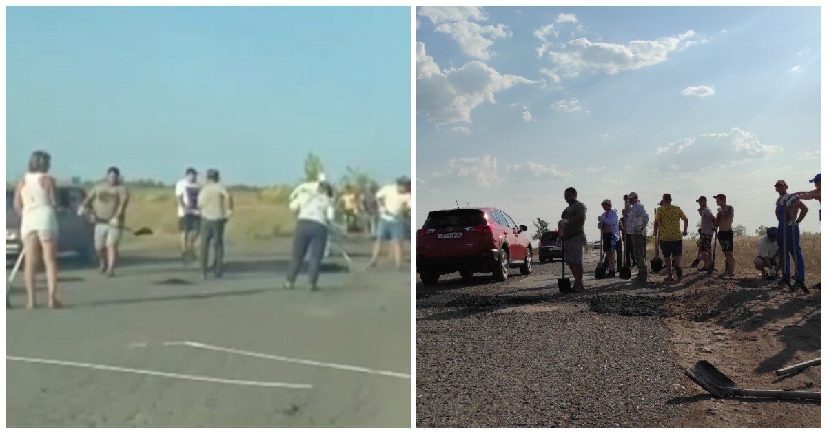Жители Оренбурга самостоятельно отремонтировали аварийный участок дороги