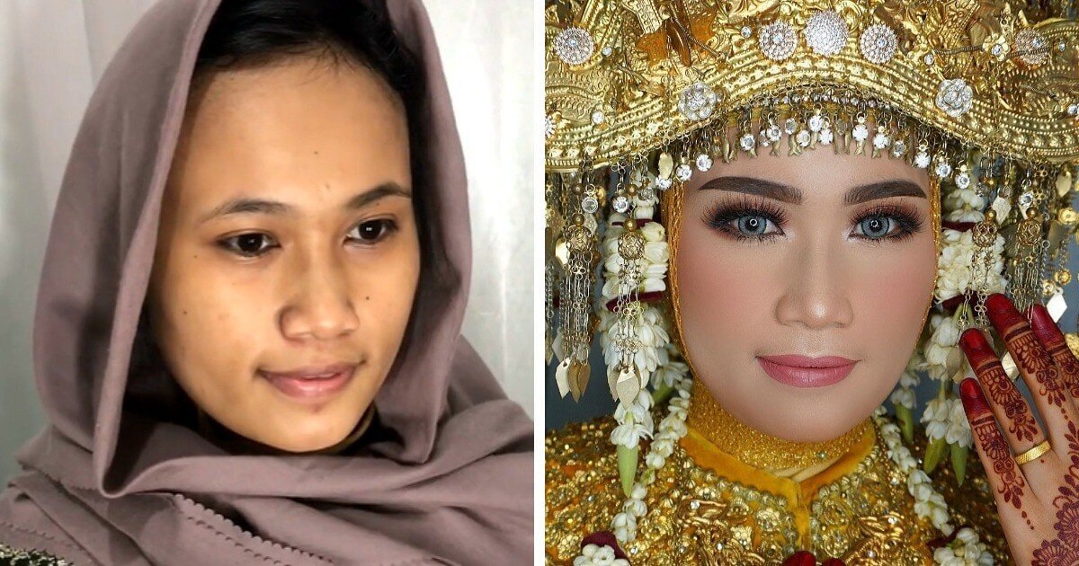17 фото невест из Азии до и после свадебного макияжа