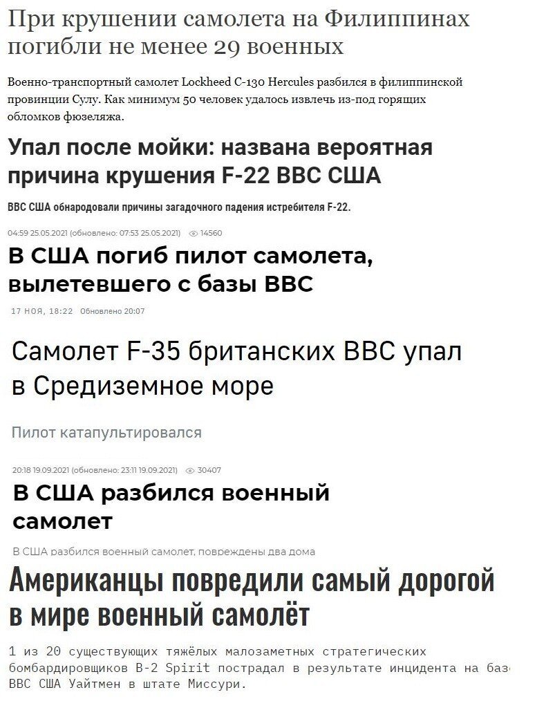 Потери ВВС США в этом году превысили бюджет Черногории