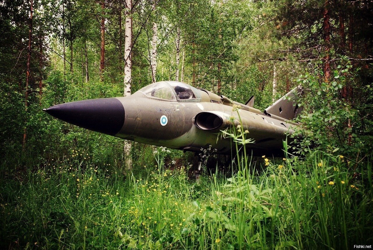Saab J35 потерялся в финских дебрях)