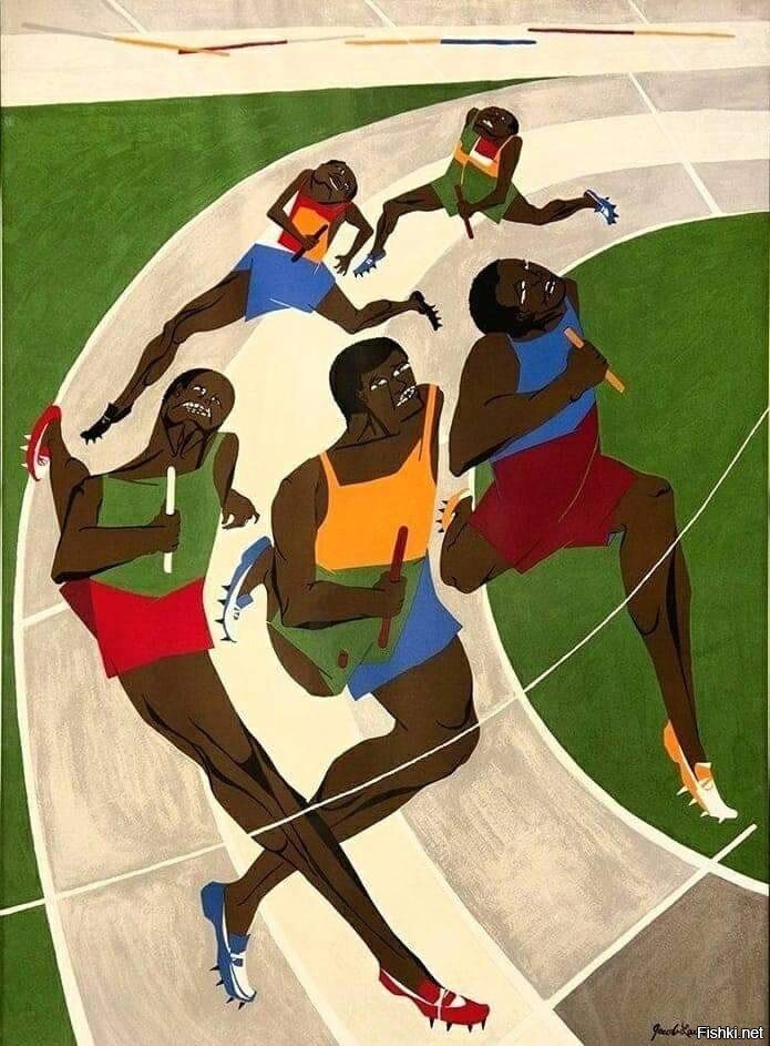 немного спорта и искусства в ленту - "Олимпиада в Мюнхене" Джейкоб Лоуренс, 1972