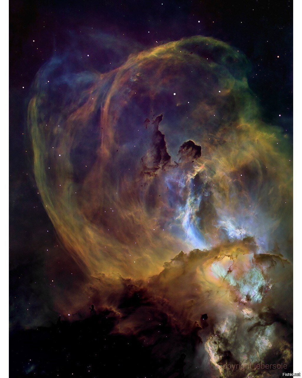 Туманность NGC 3576 Статуя Свободы в объективе телескопа «Хаббл»