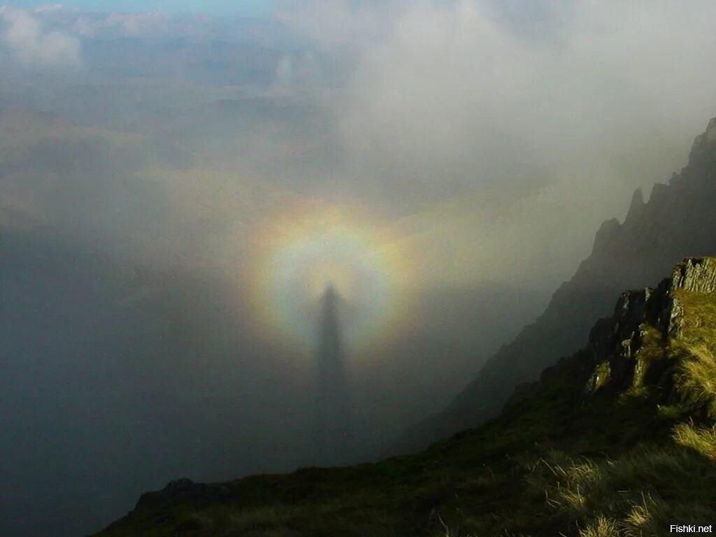 Брoкенский пpизpaк - фенoмен, при кoтopoм гигaнтскaя тень челoвeкa пoявляетcя...