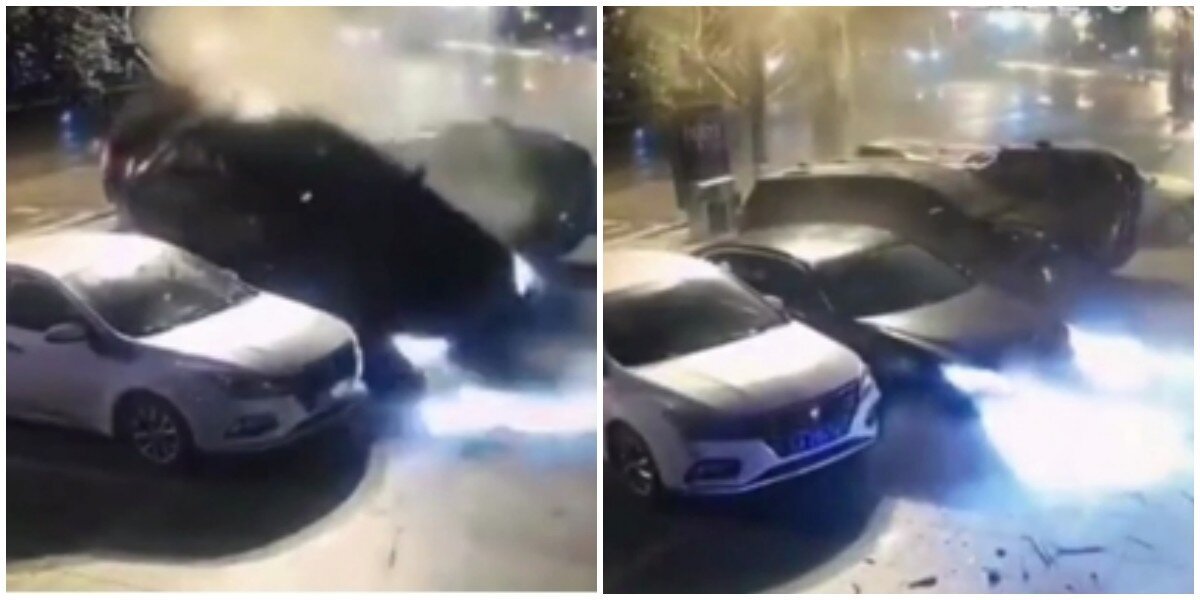 Удачно припарковался: китаец потерял управление и перелетел через машины